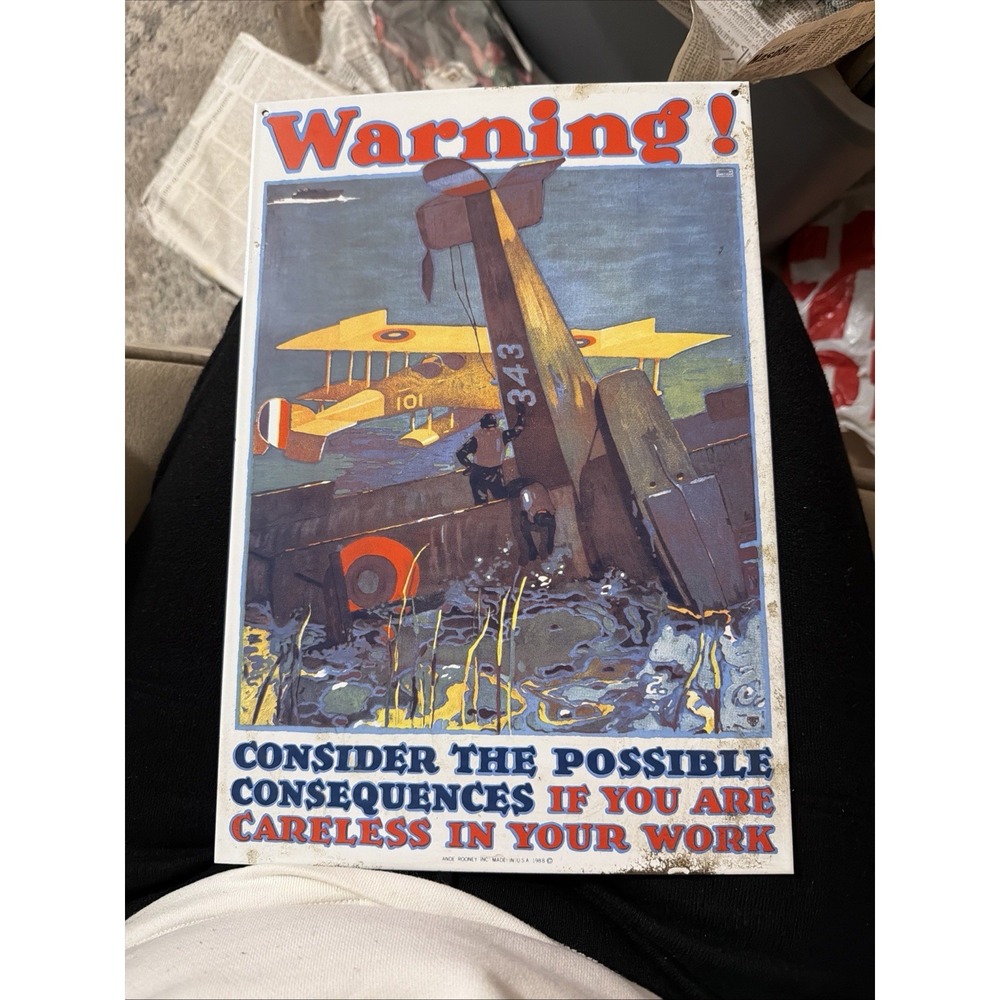 Porcelain‎ On Steel Sign Ande Rooney AVIATION WARNING AMERICANA 1988